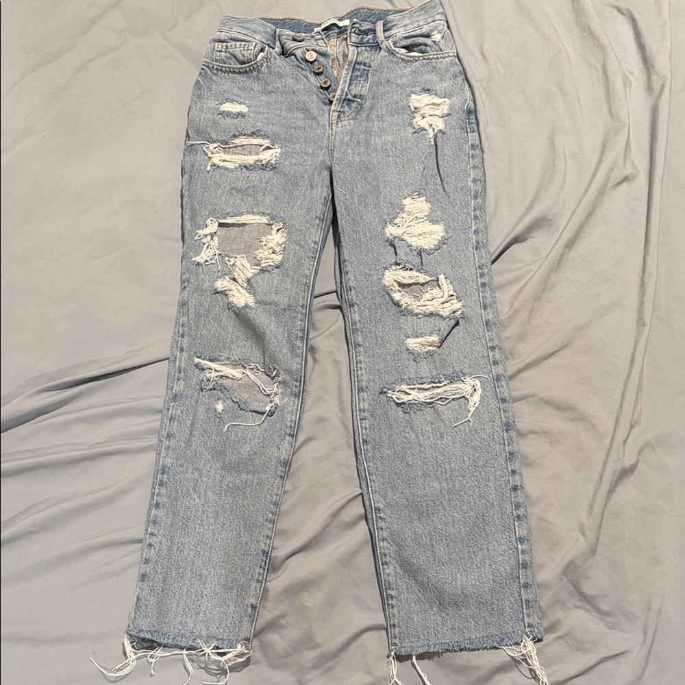 PacSun Light Blue Distressed Straight Leg Jeans